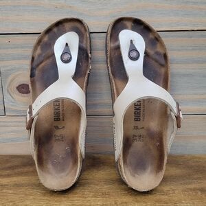Birkenstock Birko Flor GIZEH cream white Women's Thong Sandals Size US 6 EUR 37